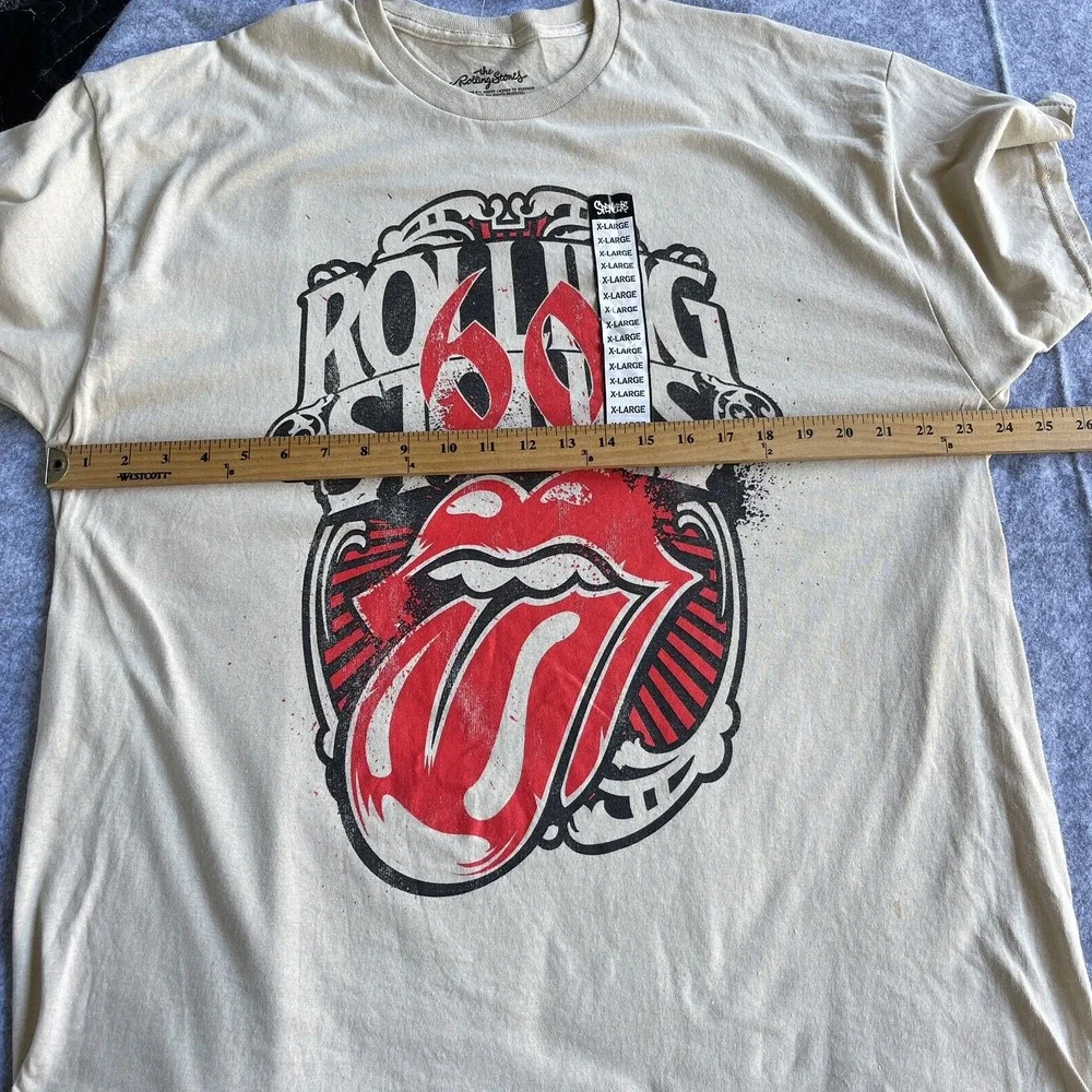 The Rolling Stones Shirt Adult Extra Large Beige Rock Band Music Jagger Spencers